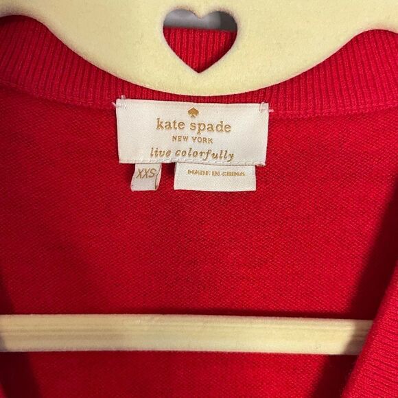 Kate Spade Red Abstract/Geometric Cardigan Wool/Cashmere 3/4 Sleeves | SZ XXS - Picture 9 of 9